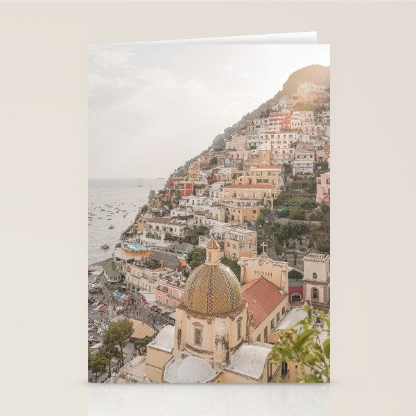 Positano Bliss Photo | Amalfi Coast Mountain Landscape In Pastel Color Art Print | Italy Travel Photography Stationery Card Gallery Image 1