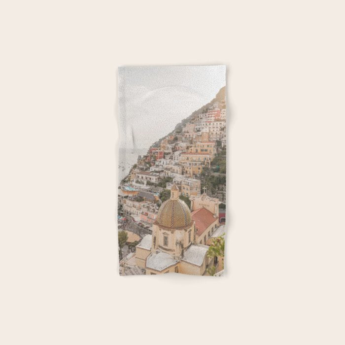Positano Bliss Photo | Amalfi Coast Mountain Landscape In Pastel Color Art Print | Italy Travel Photography Bath Towel Gallery Image 1