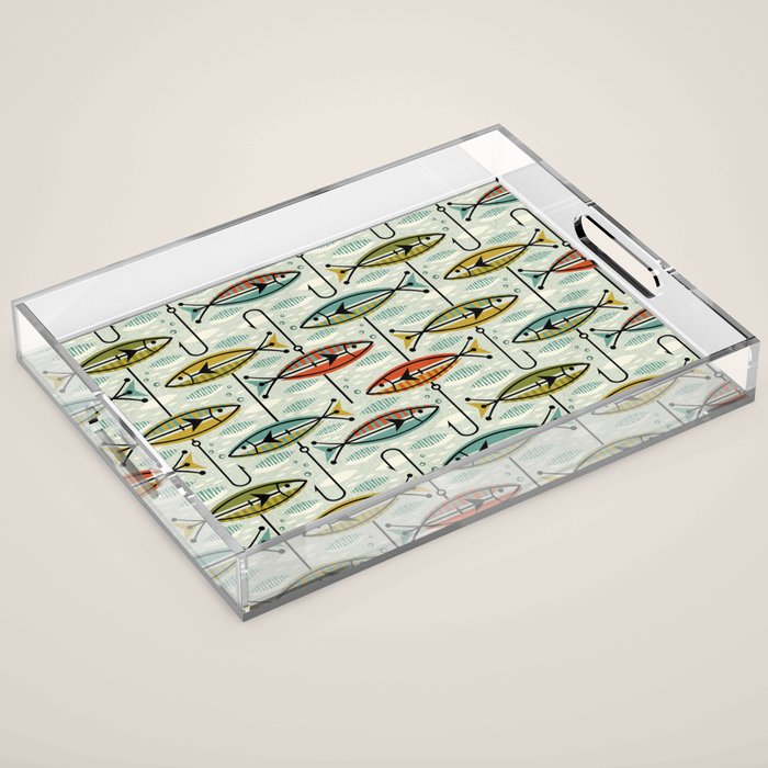 Vintage Color Block Fish Acrylic Tray Gallery Image 1