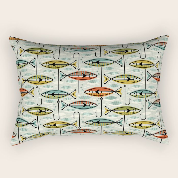 Vintage Color Block Fish Rectangular Pillow Gallery Image 1