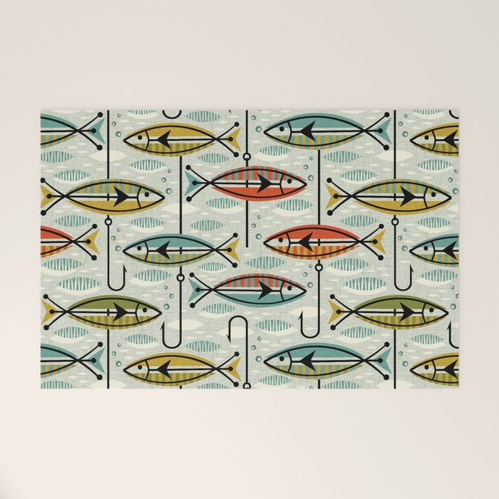 Vintage Color Block Fish Welcome Mat Gallery Image 1