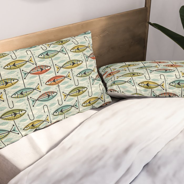 Vintage Color Block Fish Pillow Sham Gallery Image 2