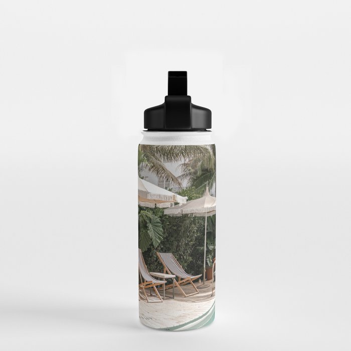 Miami Beach, Florida, Poolside Palm Trees Water Bottle Gallery Image 2
