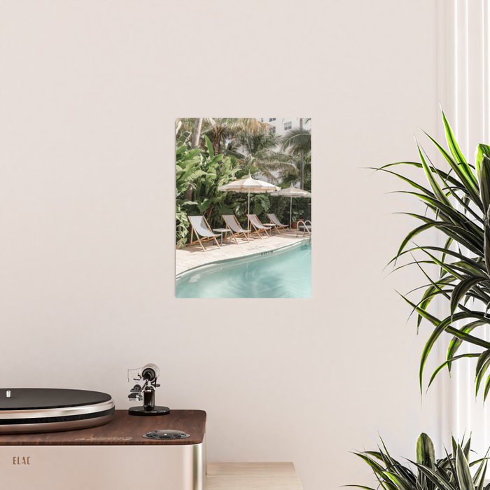 Miami Beach, Florida, Poolside Palm Trees Poster Gallery Image 2