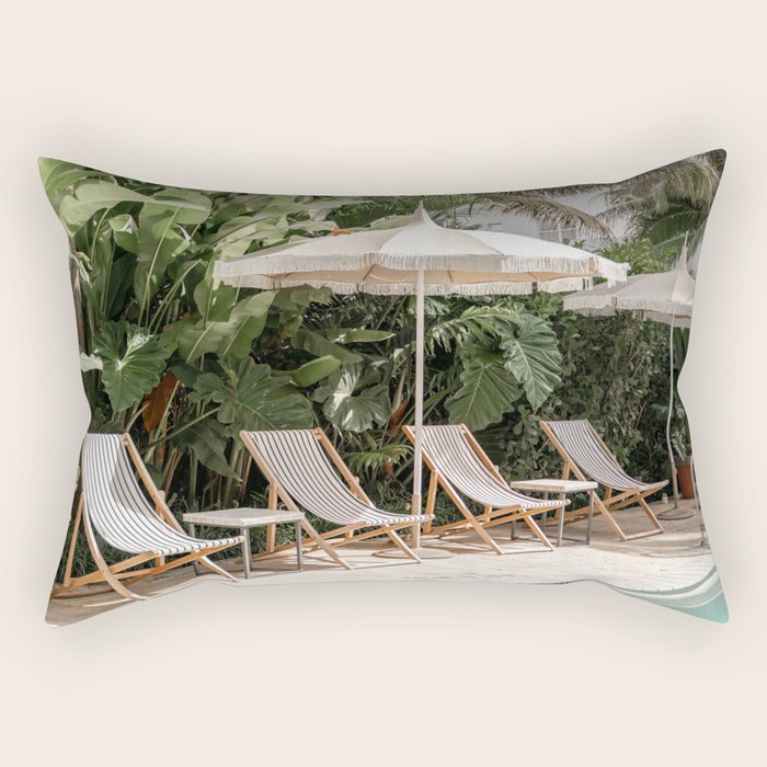 Miami Beach, Florida, Poolside Palm Trees Rectangular Pillow Gallery Image 2