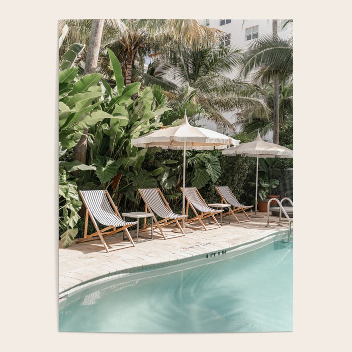 Miami Beach, Florida, Poolside Palm Trees Poster Gallery Image 1