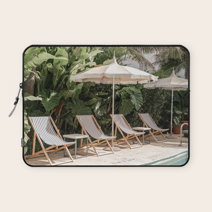 Miami Beach, Florida, Poolside Palm Trees Laptop Sleeve Gallery Image 1