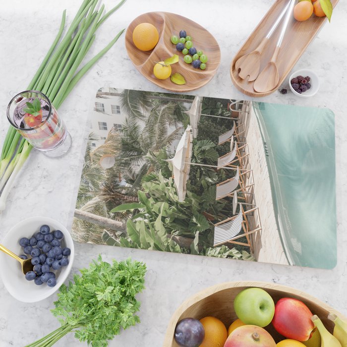 Miami Beach, Florida, Poolside Palm Trees Cutting Board Gallery Image 2