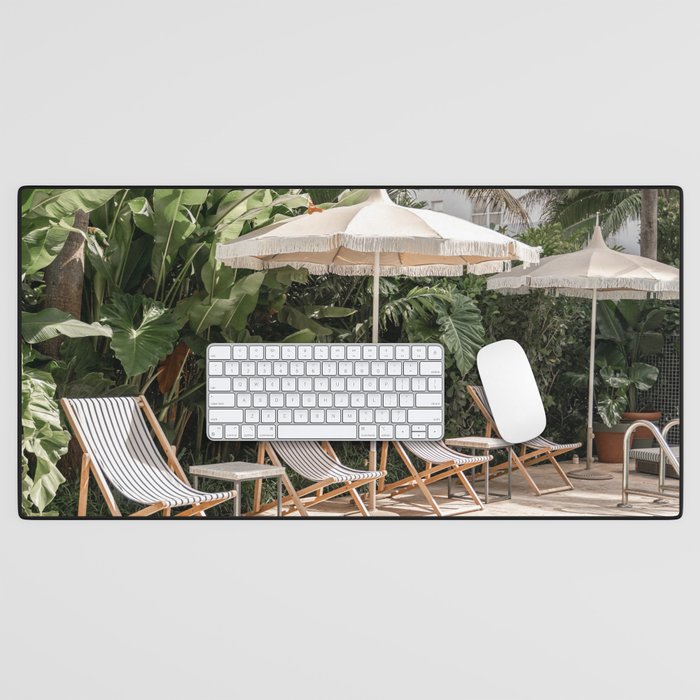 Miami Beach, Florida, Poolside Palm Trees Desk Mat Gallery Image 1