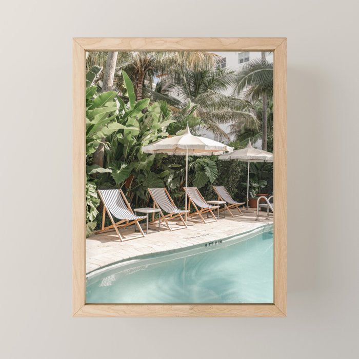 Miami Beach, Florida, Poolside Palm Trees Mini Art Print Gallery Image 1