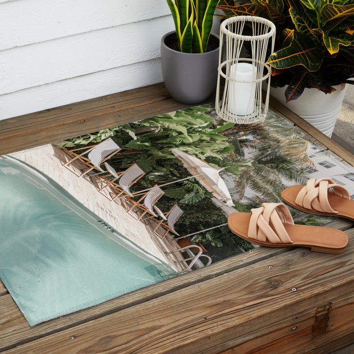 Miami Beach, Florida, Poolside Palm Trees Outdoor Rug Gallery Image 2