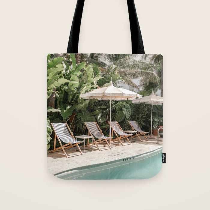 Miami Beach, Florida, Poolside Palm Trees Tote Bag Gallery Image 1