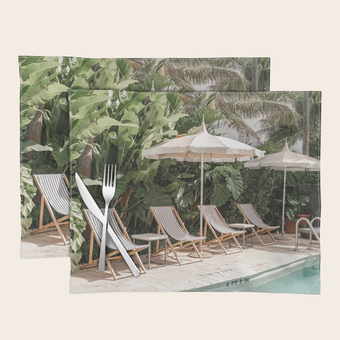 Miami Beach, Florida, Poolside Palm Trees Placemat Gallery Image 1
