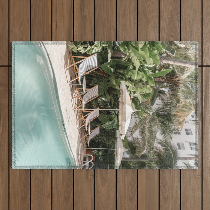 Miami Beach, Florida, Poolside Palm Trees Outdoor Rug Gallery Image 1