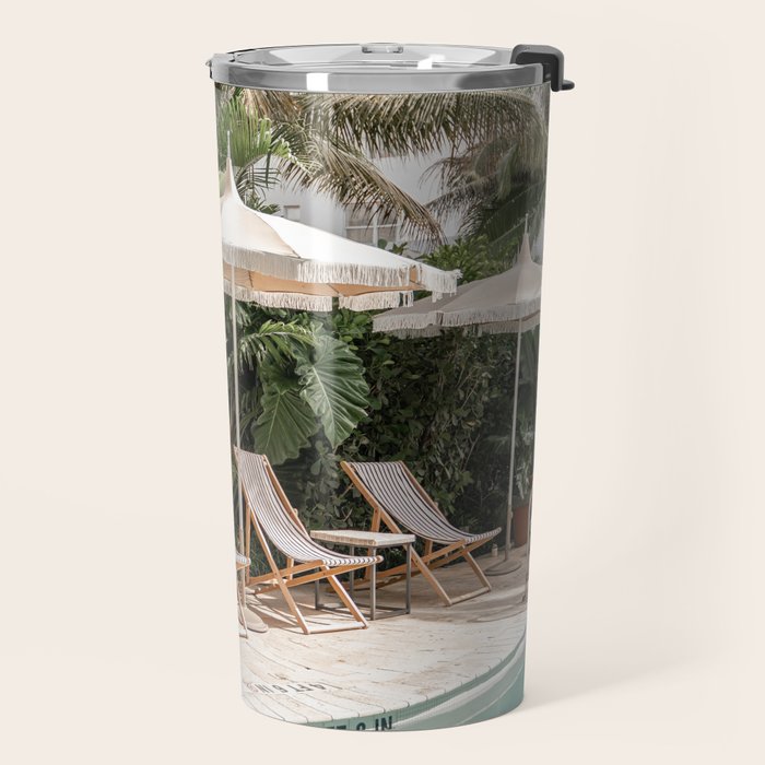 Miami Beach, Florida, Poolside Palm Trees Travel Mug Gallery Image 2