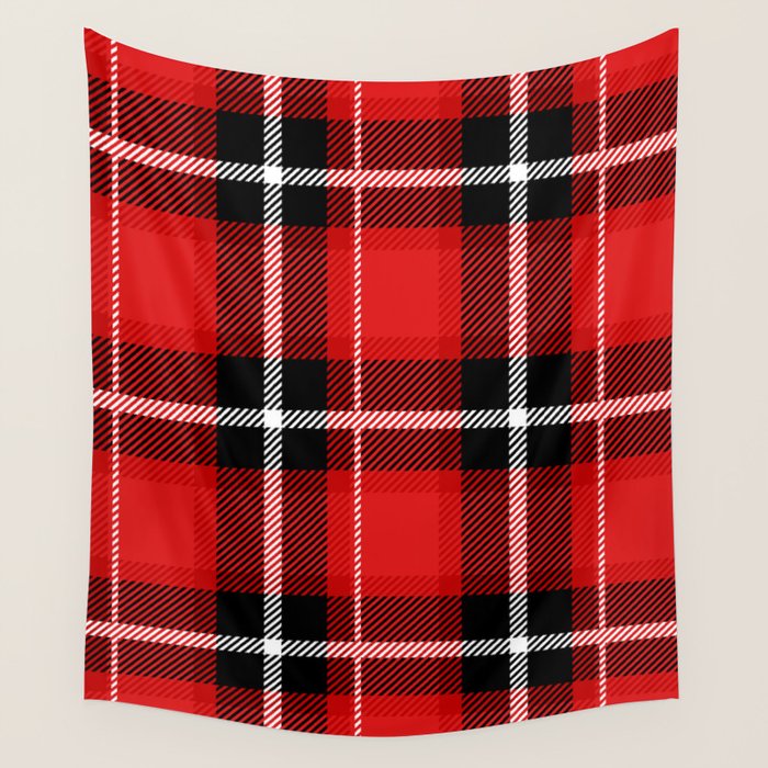 Red + Black Plaid Wall Tapestry Gallery Image 4