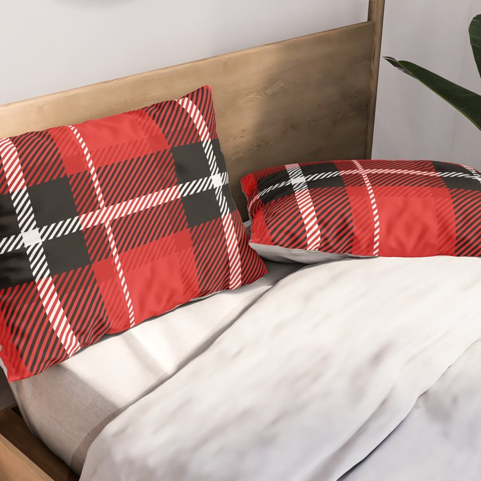Red + Black Plaid Pillow Sham Gallery Image 2