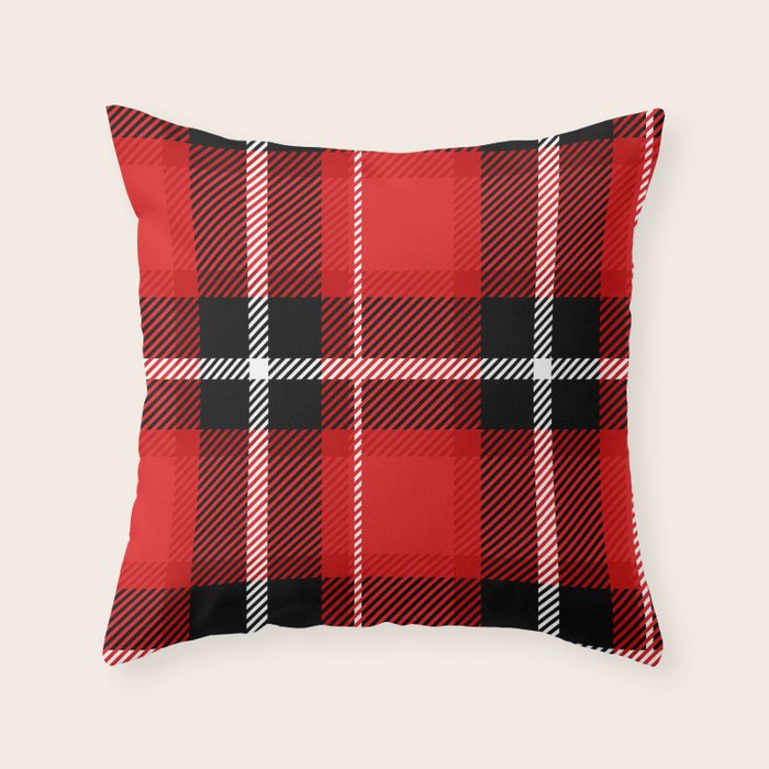Red + Black Plaid Throw Pillow Gallery Image 1