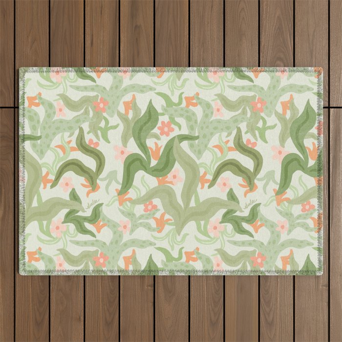Wavy Plants Pattern Outdoor Rug Gallery Image 1