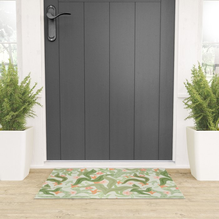 Wavy Plants Pattern Welcome Mat Gallery Image 3