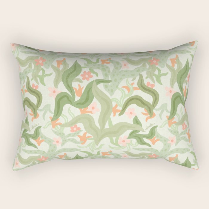Wavy Plants Pattern Rectangular Pillow Gallery Image 1