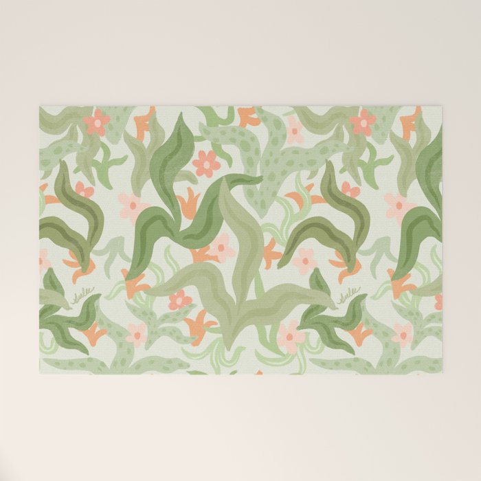 Wavy Plants Pattern Welcome Mat Gallery Image 1