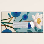 Stylized Lotus Flower Art Desk Mat Gallery Image 1