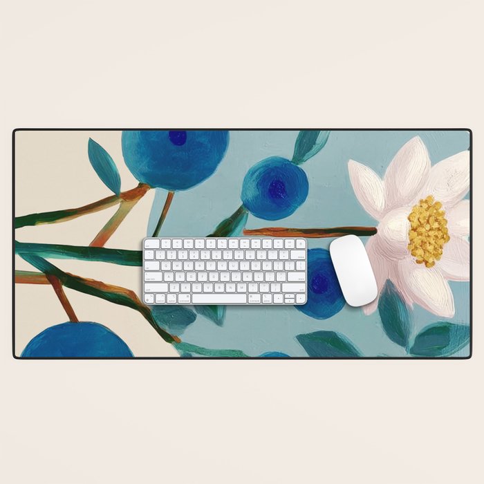 Stylized Lotus Flower Art Desk Mat Gallery Image 1