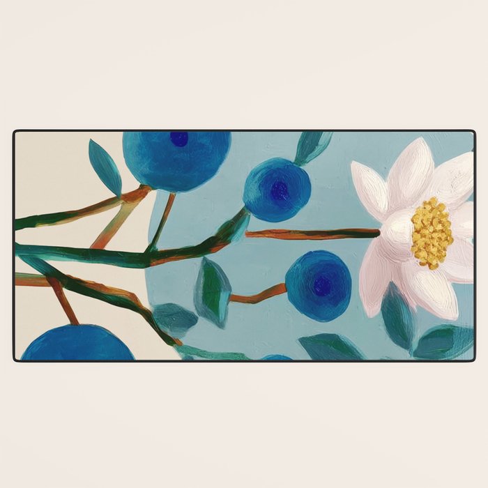 Stylized Lotus Flower Art Desk Mat Gallery Image 3