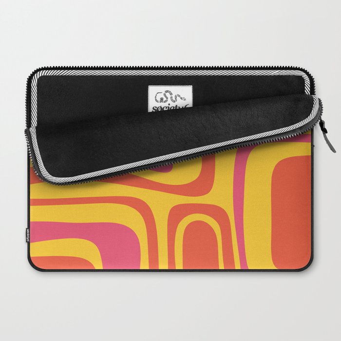 Palm Springs Mid Century Modern Abstract Pattern in Retro Bright Yellow, Hot Pink, and Orange-Red Laptop Sleeve Gallery Image 2