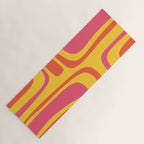Palm Springs Mid Century Modern Abstract Pattern in Retro Bright Yellow, Hot Pink, and Orange-Red Yoga Mat Gallery Image 1