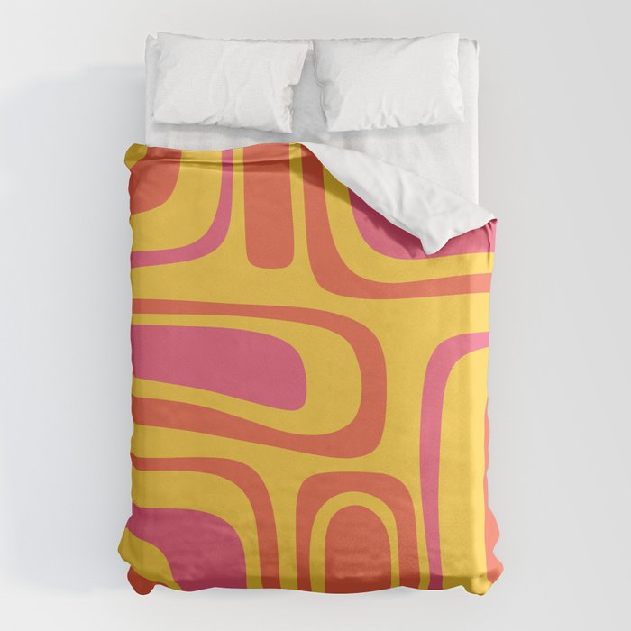 Palm Springs Mid Century Modern Abstract Pattern in Retro Bright Yellow, Hot Pink, and Orange-Red Duvet Cover Gallery Image 6
