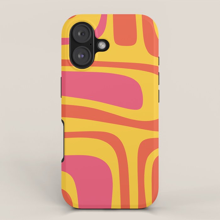 Palm Springs Mid Century Modern Abstract Pattern in Retro Bright Yellow, Hot Pink, and Orange-Red iPhone Case Gallery Image 1