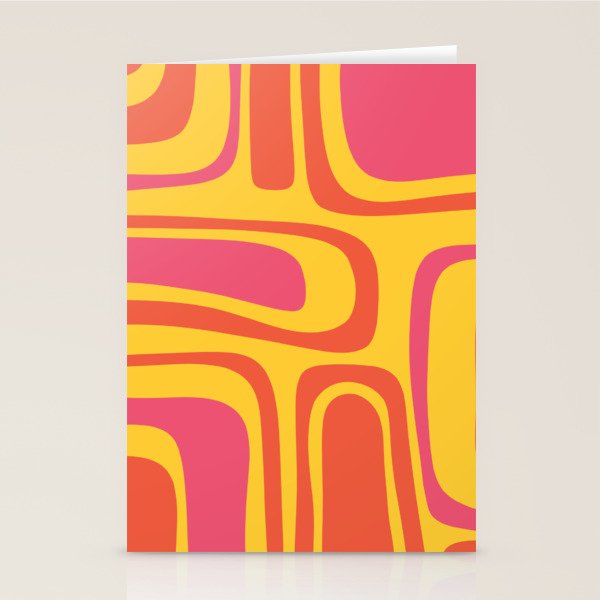 Palm Springs Mid Century Modern Abstract Pattern in Retro Bright Yellow, Hot Pink, and Orange-Red Stationery Card Gallery Image 2