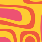 Palm Springs Mid Century Modern Abstract Pattern in Retro Bright Yellow, Hot Pink, and Orange-Red Coffee Mug Gallery Image 2