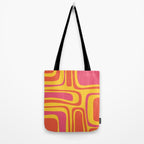 Palm Springs Mid Century Modern Abstract Pattern in Retro Bright Yellow, Hot Pink, and Orange-Red Tote Bag Gallery Image 2