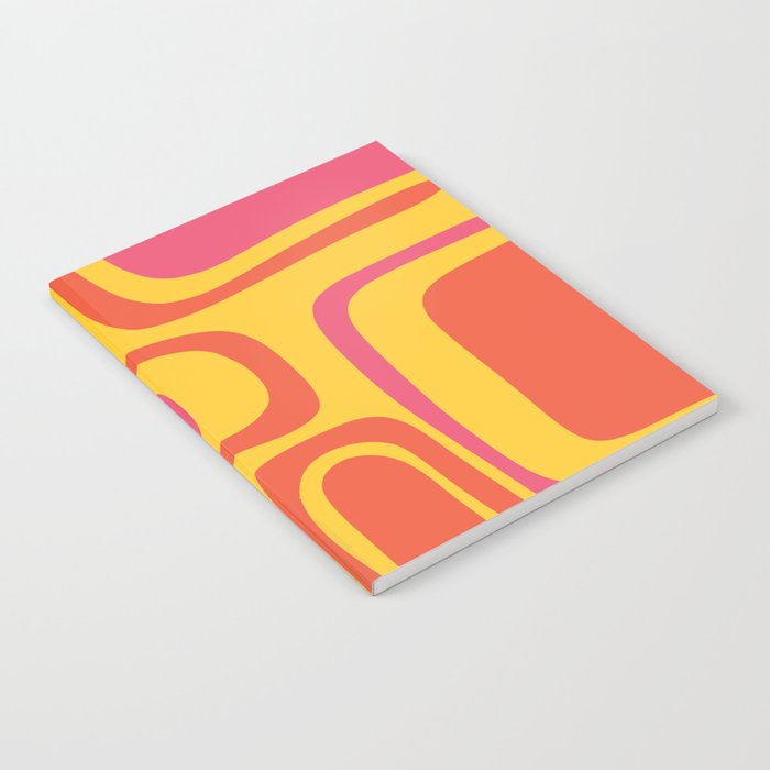 Palm Springs Mid Century Modern Abstract Pattern in Retro Bright Yellow, Hot Pink, and Orange-Red Notebook Gallery Image 1