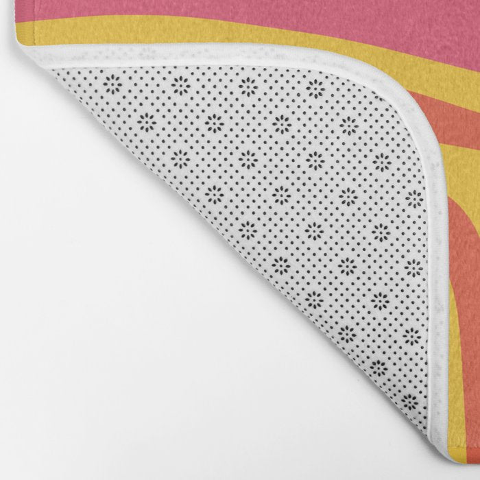 Palm Springs Mid Century Modern Abstract Pattern in Retro Bright Yellow, Hot Pink, and Orange-Red Bath Mat Gallery Image 2