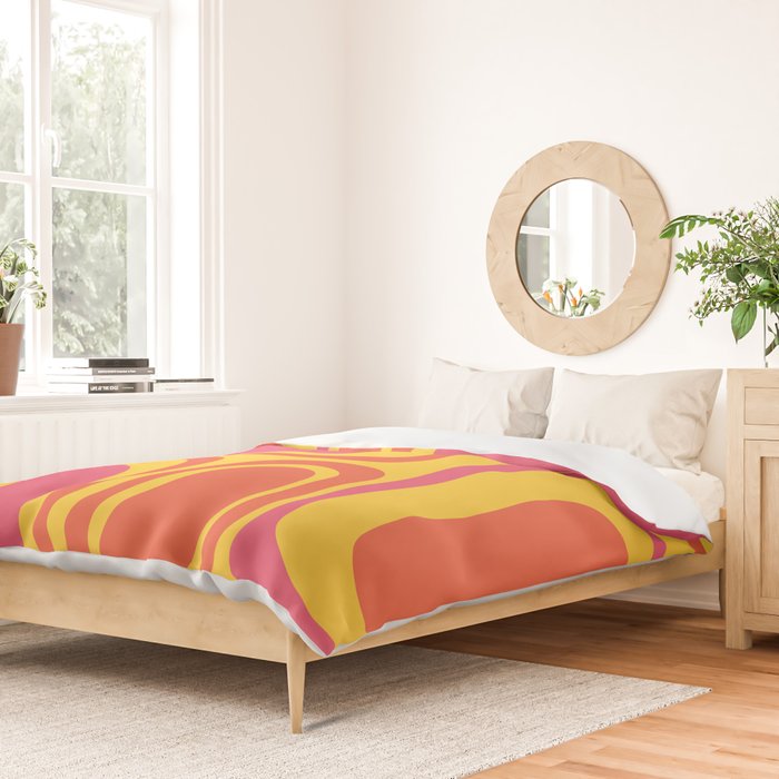 Palm Springs Mid Century Modern Abstract Pattern in Retro Bright Yellow, Hot Pink, and Orange-Red Duvet Cover Gallery Image 2