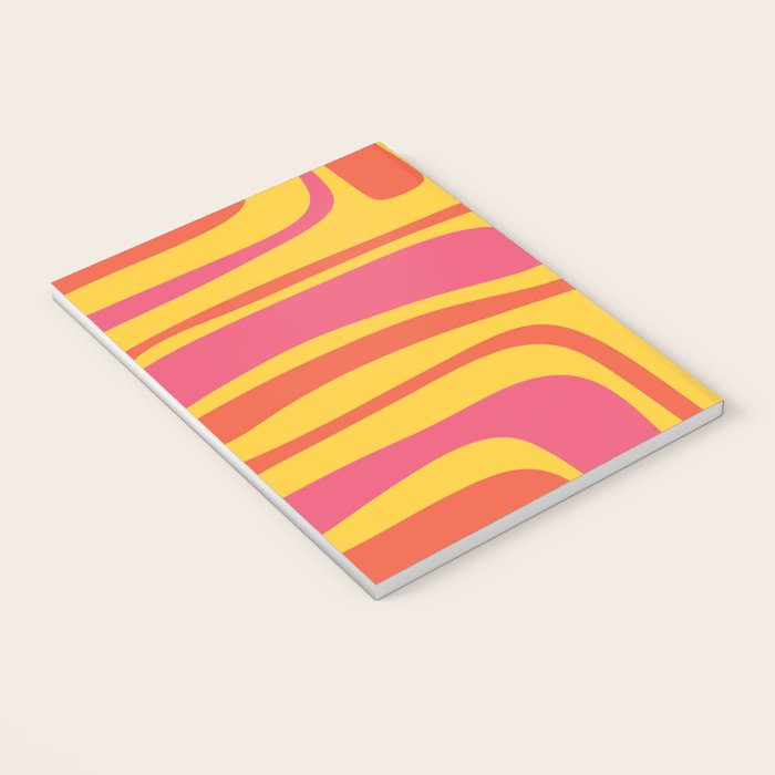 Palm Springs Mid Century Modern Abstract Pattern in Retro Bright Yellow, Hot Pink, and Orange-Red Notebook Gallery Image 3