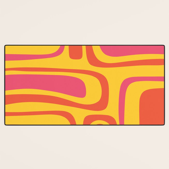 Palm Springs Mid Century Modern Abstract Pattern in Retro Bright Yellow, Hot Pink, and Orange-Red Desk Mat Gallery Image 3