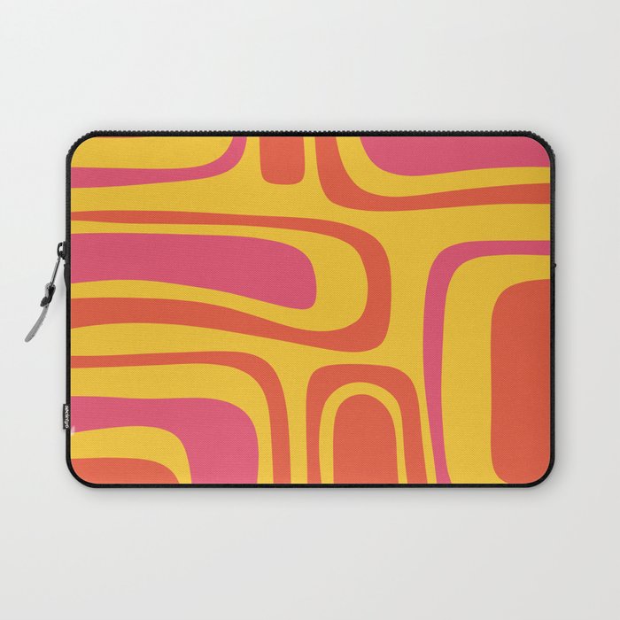 Palm Springs Mid Century Modern Abstract Pattern in Retro Bright Yellow, Hot Pink, and Orange-Red Laptop Sleeve Gallery Image 1