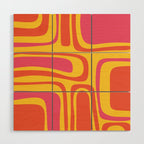 Palm Springs Mid Century Modern Abstract Pattern in Retro Bright Yellow, Hot Pink, and Orange-Red Wood Wall Art Gallery Image 1