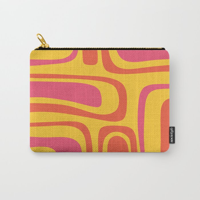 Palm Springs Mid Century Modern Abstract Pattern in Retro Bright Yellow, Hot Pink, and Orange-Red Carry All Pouch Gallery Image 1