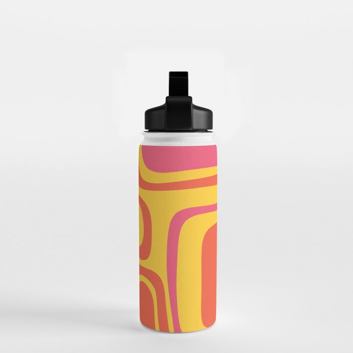 Palm Springs Mid Century Modern Abstract Pattern in Retro Bright Yellow, Hot Pink, and Orange-Red Water Bottle Gallery Image 2