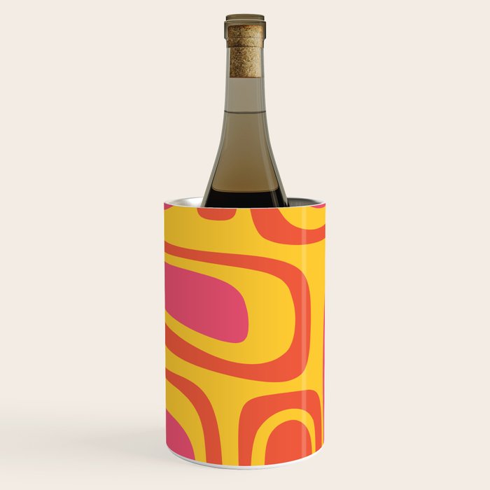 Palm Springs Mid Century Modern Abstract Pattern in Retro Bright Yellow, Hot Pink, and Orange-Red Wine Chiller Gallery Image 1