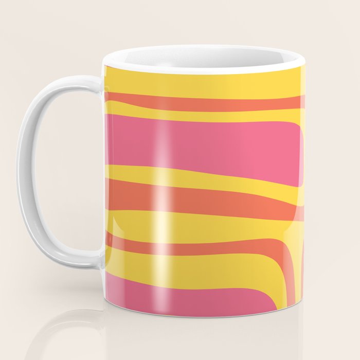 Palm Springs Mid Century Modern Abstract Pattern in Retro Bright Yellow, Hot Pink, and Orange-Red Coffee Mug Gallery Image 3
