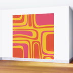 Palm Springs Mid Century Modern Abstract Pattern in Retro Bright Yellow, Hot Pink, and Orange-Red Wall Mural Gallery Image 2