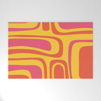 Palm Springs Mid Century Modern Abstract Pattern in Retro Bright Yellow, Hot Pink, and Orange-Red Welcome Mat Gallery Image 1