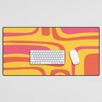 Palm Springs Mid Century Modern Abstract Pattern in Retro Bright Yellow, Hot Pink, and Orange-Red Desk Mat Gallery Image 1